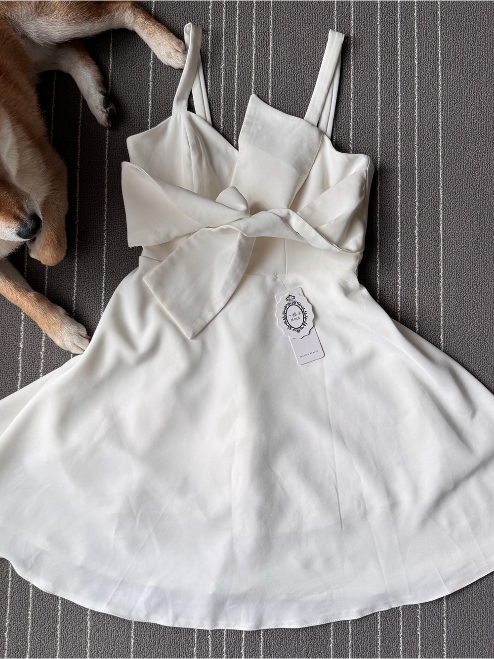 White Bow-Front Dress - Elegant Party Dress